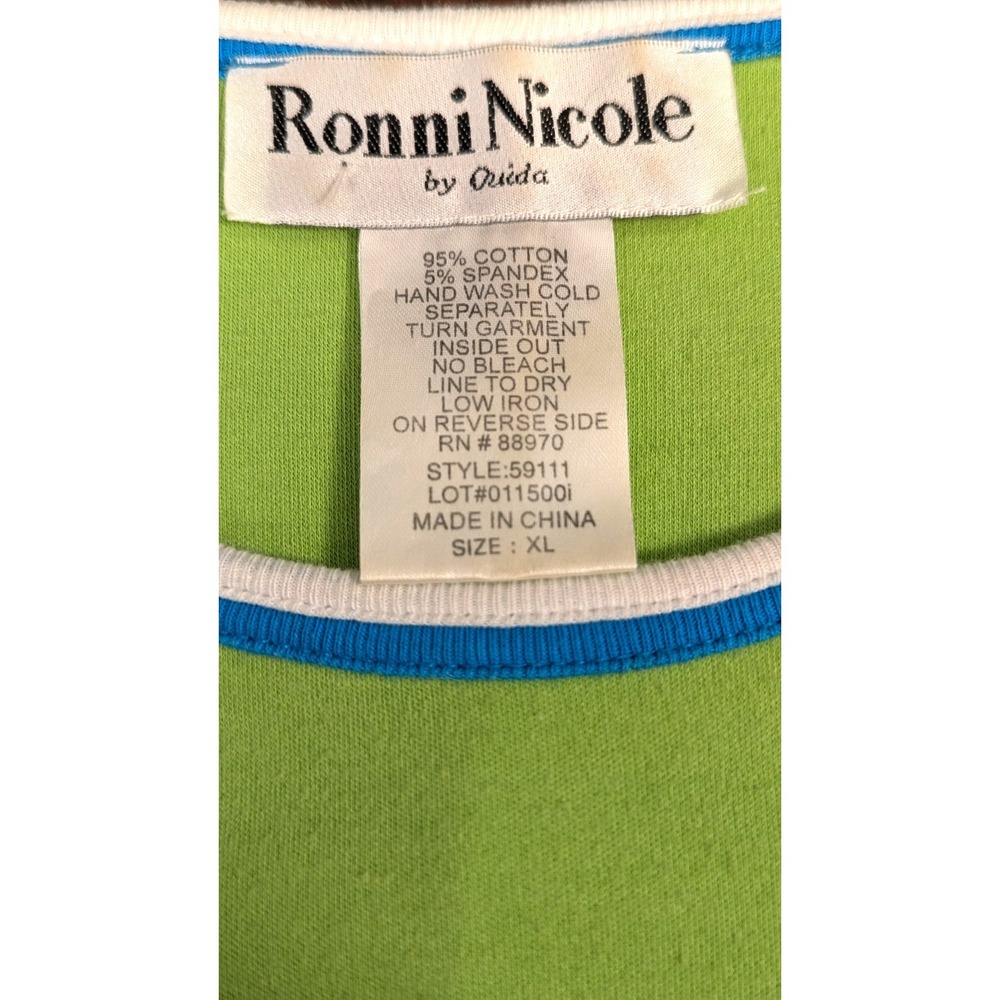 Ronni Nicole XL Lime Green Y2K Sleeveless Shift Dress Sequin Martini Glass Retro - Picture 4 of 8